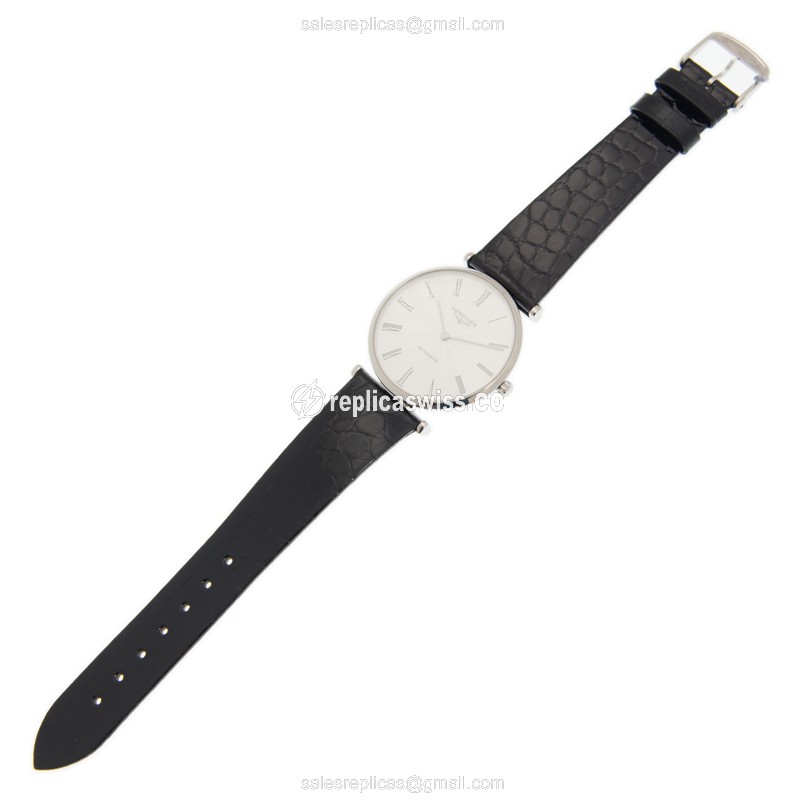 Longines LA GRANDE Replica - Automatic - Steel Case, White Dial - Leather Strap - View 2
