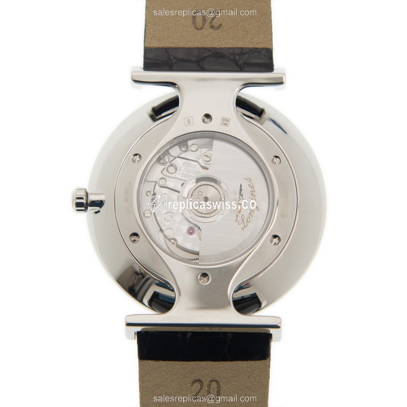 Longines LA GRANDE Replica - Automatic - Steel Case, White Dial - Leather Strap - View 3