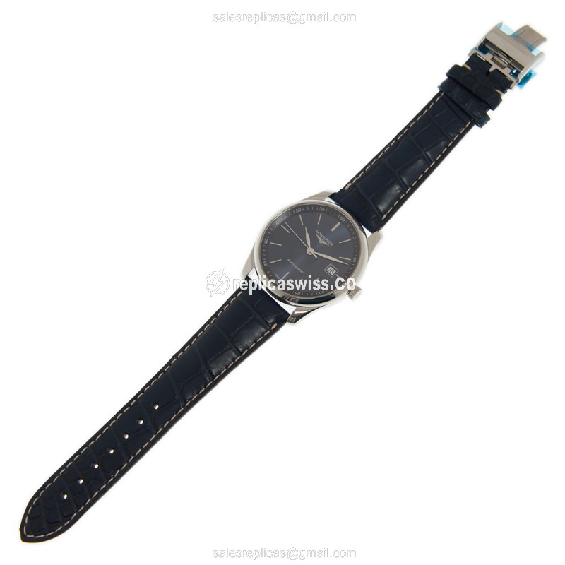 Longines L2.793.4.92.0 Replica - Automatic - Steel Case - Blue Dial, Leather Strap - View 2