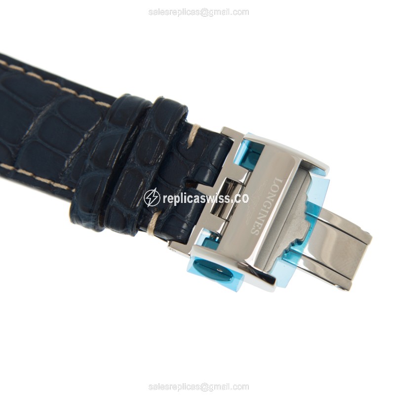 Longines L2.793.4.92.0 Replica - Automatic - Steel Case - Blue Dial, Leather Strap - View 4