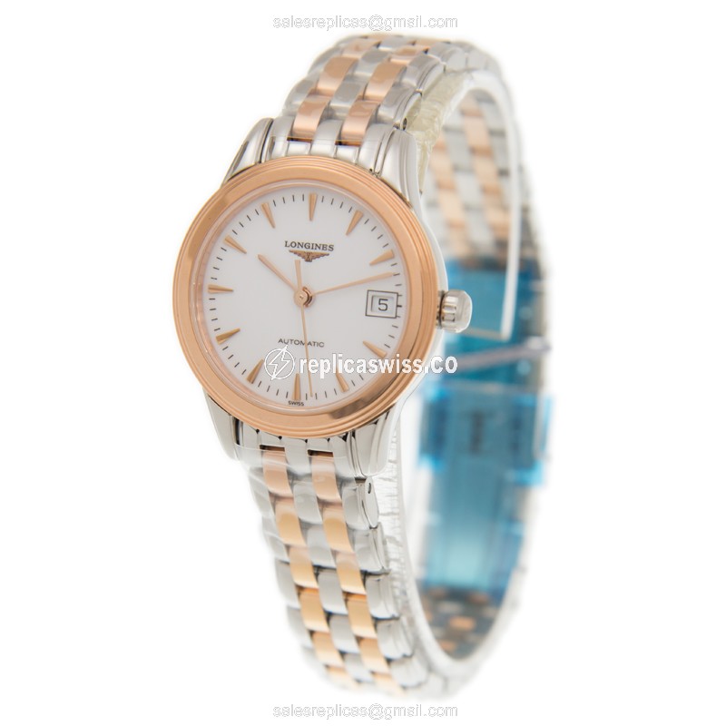 Longines L4.274.3.92.7 Flagship - Automatic - Rose Gold & Steel - White Dial - View 3