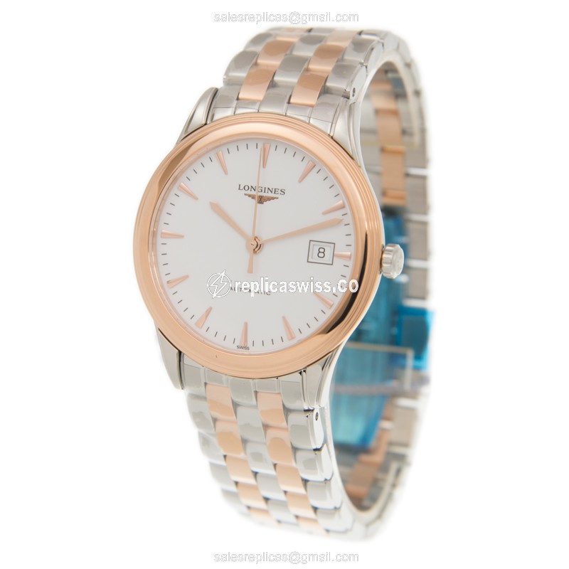 Longines Flagship Replica - Automatic - 18kt Rose Gold & Steel - White Dial - View 3