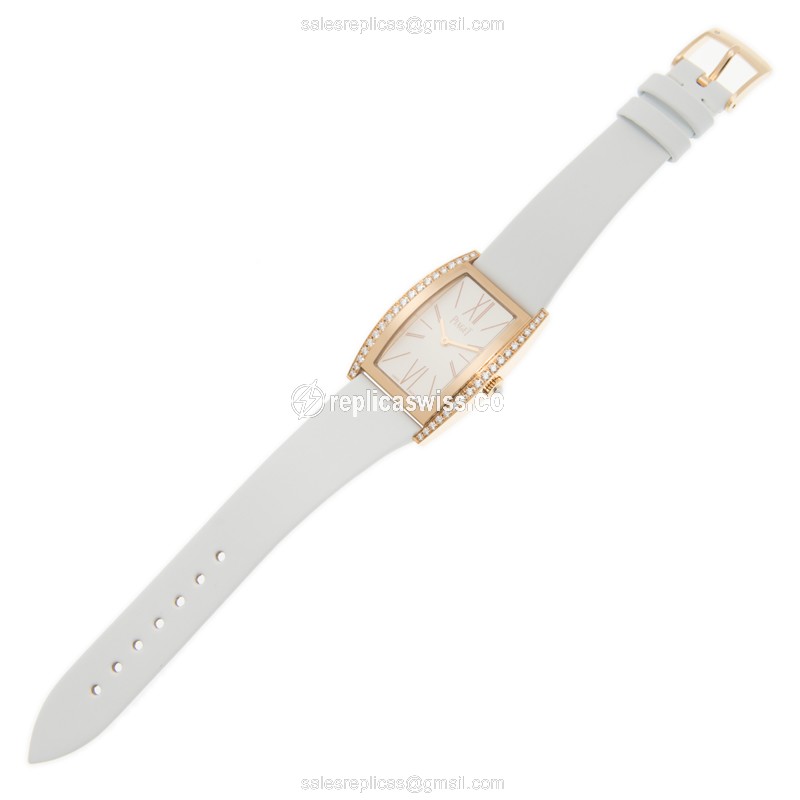 Piaget Limelight Replica - Quartz - 18kt Rose Gold - White Dial - Fabric Strap - View 2