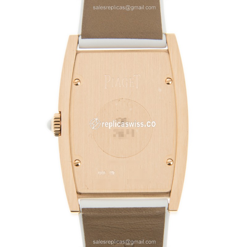 Piaget Limelight Replica - Quartz - 18kt Rose Gold - White Dial - Fabric Strap - View 3
