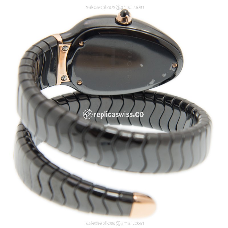 Bulgari Serpenti Quartz Ceramic - Black Dial - Bangle Clasp - 42mm - View 4