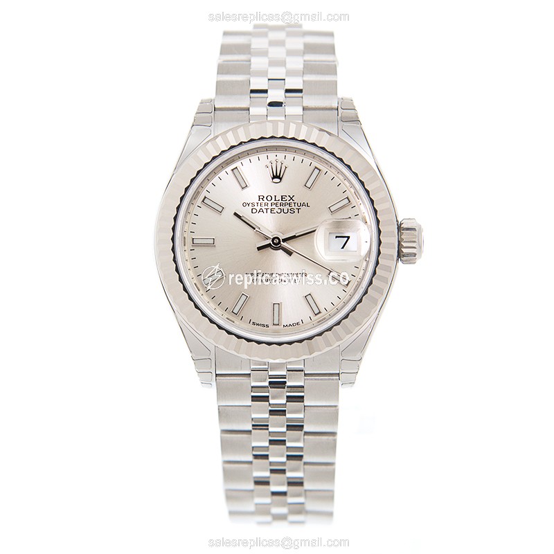 Rolex Lady Datejust Replica - Automatic - Silver Steel - Silver Dial - 27mm - View 2