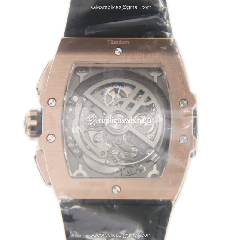 Hublot Spirit of Big Bang Replica - Automatic - 18kt Rose Gold - Black Dial - Leather Strap - View 3