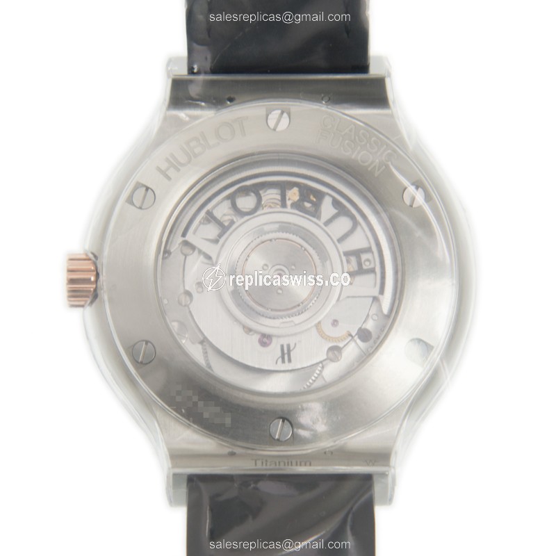 Hublot Classic Fusion Replica - Automatic - Gold Case - Black Dial - Leather Strap - View 3