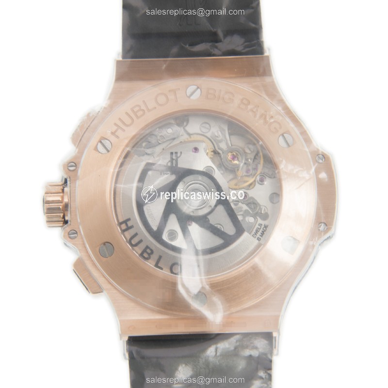 Hublot BIG BANG Replica - Automatic - 18kt Rose Gold - Black Dial - Rubber Strap - View 3