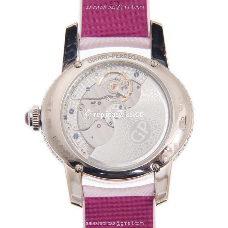Girard Perregaux 80480D53P962-KK9D Replica - Automatic - 18kt White Gold - Pink Dial - Diamond Bezel - Leather Strap - View 3