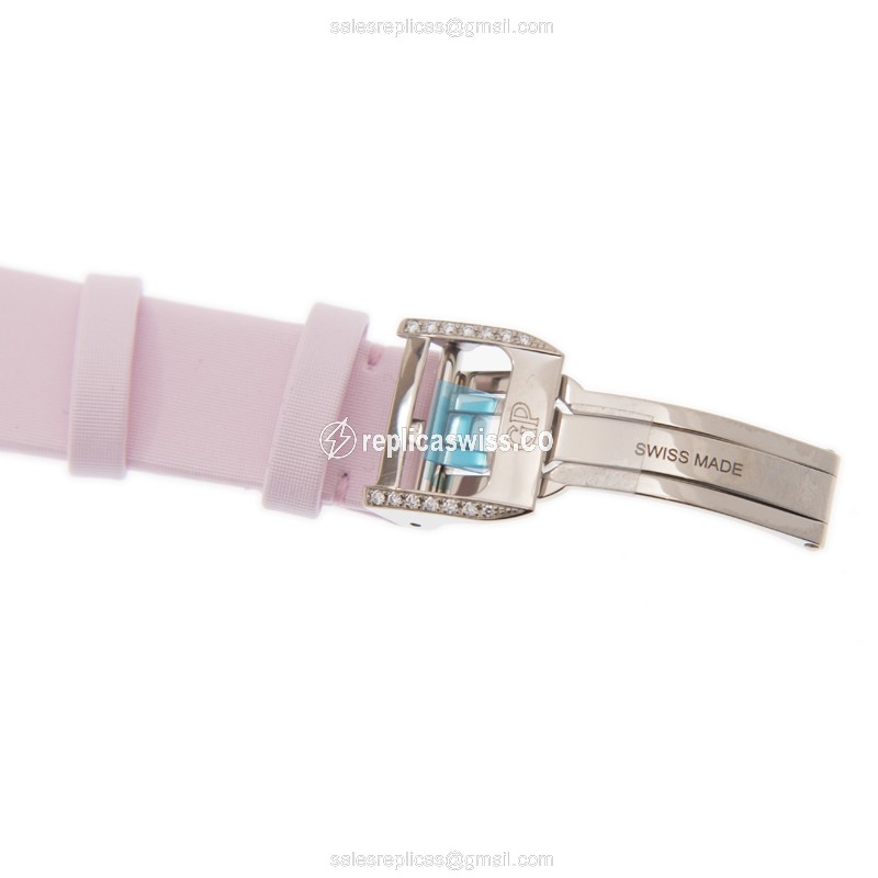 Girard Perregaux 80480D53P962-KK9D Replica - Automatic - 18kt White Gold - Pink Dial - Diamond Bezel - Leather Strap - View 4