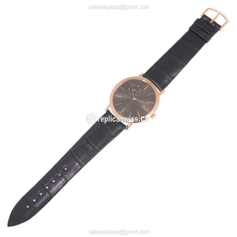 Piaget Altiplano Replica - Manual - 18kt Rose Gold - Gray Dial - Alligator Black Strap - View 2