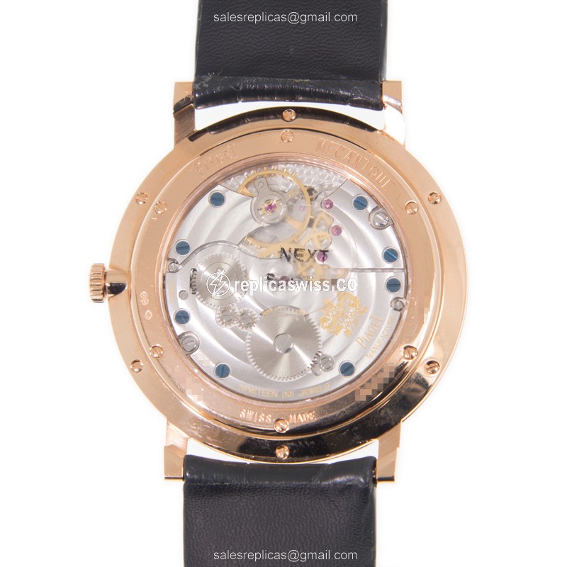 Piaget Altiplano Replica - Manual - 18kt Rose Gold - Gray Dial - Alligator Black Strap - View 3