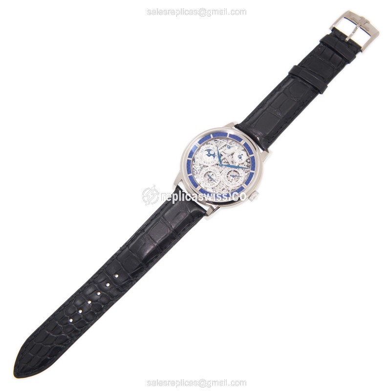 Jaeger-Lecoultre Q50635SQ Replica - Manual Wind - 18kt Gold - Silver Dial - Leather Black Strap - View 2