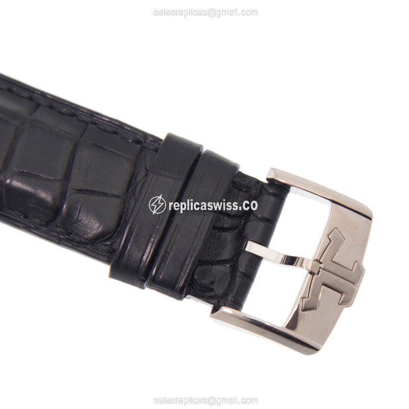 Jaeger-Lecoultre Q50635SQ Replica - Manual Wind - 18kt Gold - Silver Dial - Leather Black Strap - View 4