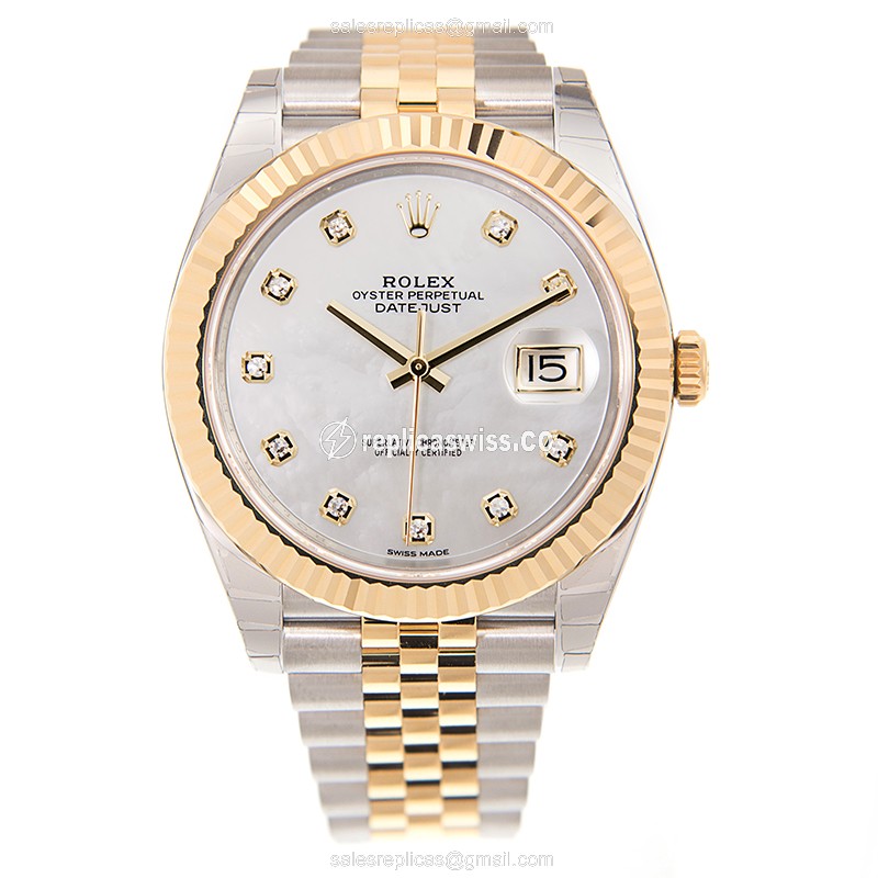 Rolex DATEJUST Replica - Automatic - Steel Case, White Dial, Silver Clasp & Strap - View 2