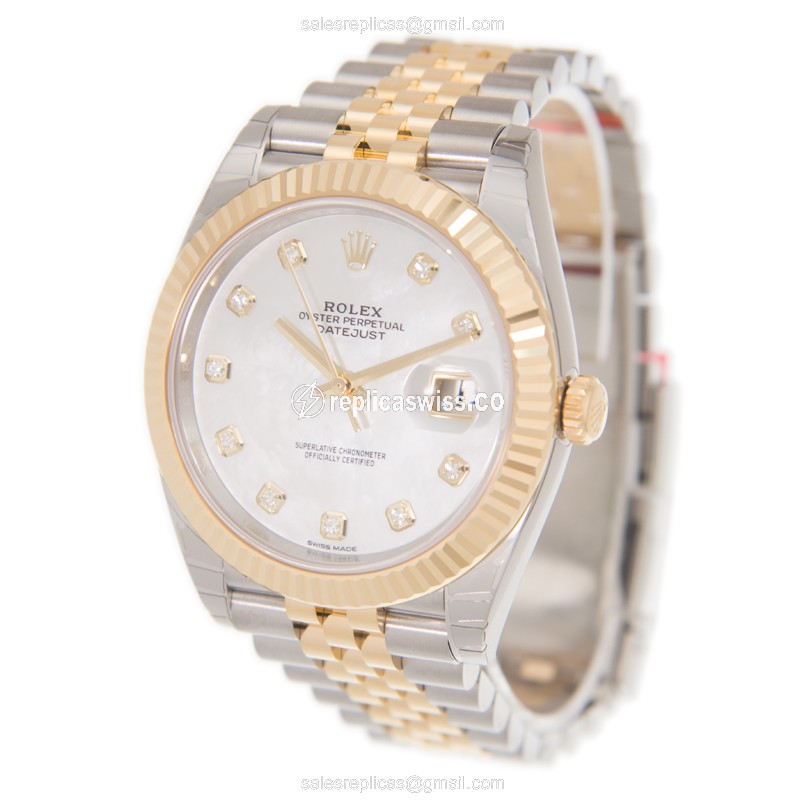 Rolex DATEJUST Replica - Automatic - Steel Case, White Dial, Silver Clasp & Strap - View 3