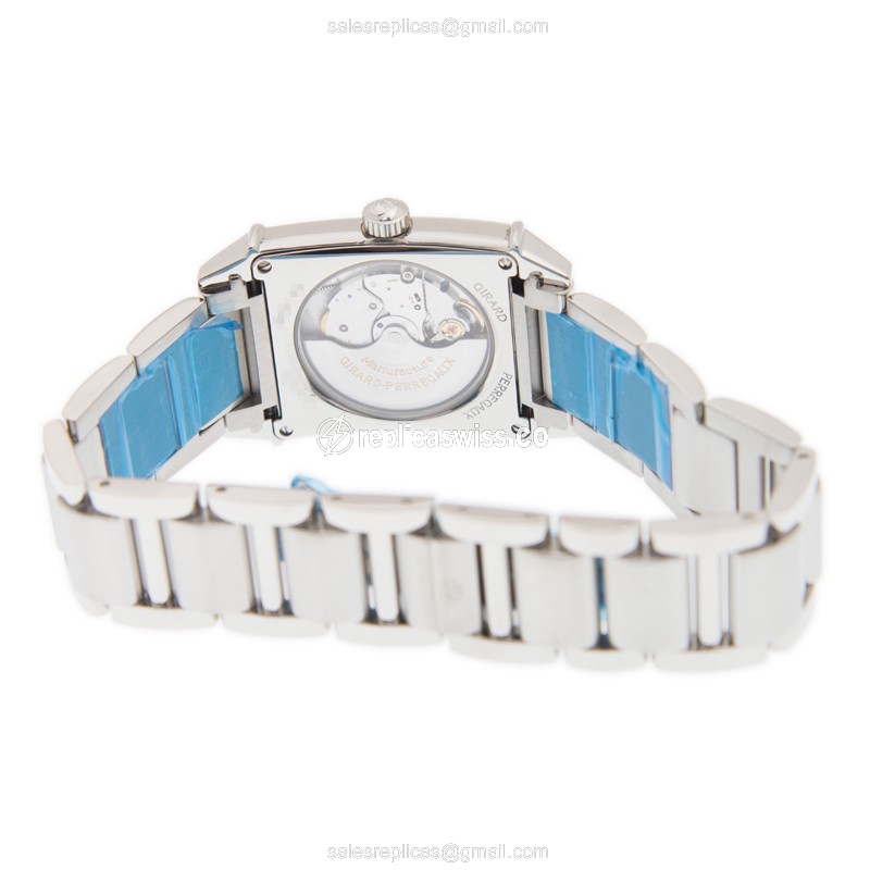 Girard Perregaux 1945 Replica - Automatic - Diamond Case - Black Dial - Silver Steel Strap - View 4