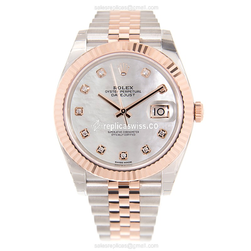 Rolex Datejust Replica - Automatic - White Dial - Gold & Steel Case - View 2