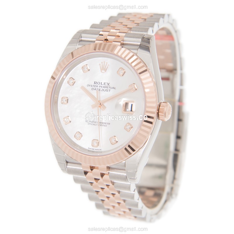 Rolex Datejust Replica - Automatic - White Dial - Gold & Steel Case - View 3