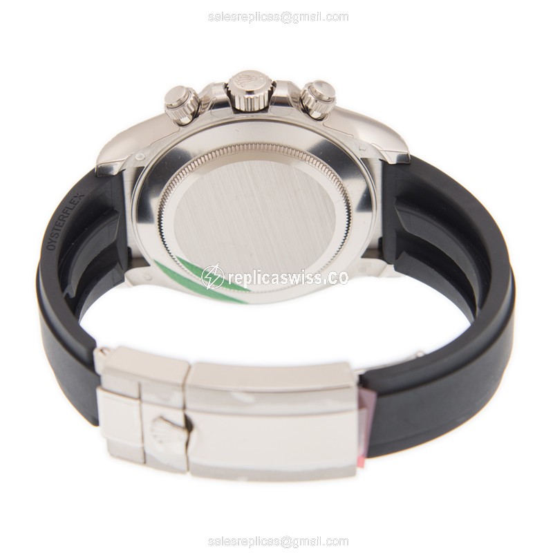 Rolex Daytona Replica - Automatic - 18kt White Gold - Black Dial, Rubber Strap - View 4