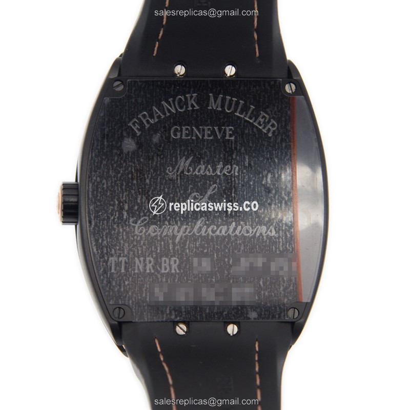 Franck Muller V 41 SC DT TT NR BR5N Vanguard Replica - Automatic - Steel Case - Black Dial on Leather Strap - View 3