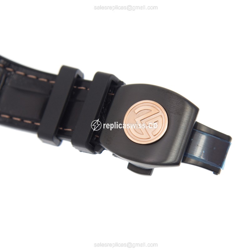 Franck Muller V 41 SC DT TT NR BR5N Vanguard Replica - Automatic - Steel Case - Black Dial on Leather Strap - View 4