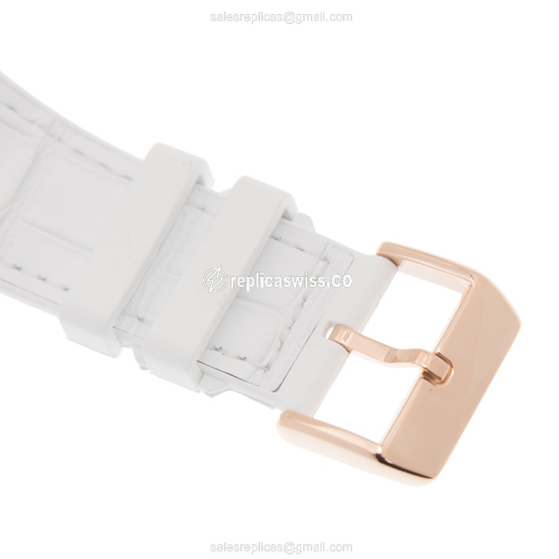 Franck Muller V 45 SC DT 5N.BC Vanguard Replica - Automatic - 18kt Rose Gold Case - White Dial, Leather Strap - View 4