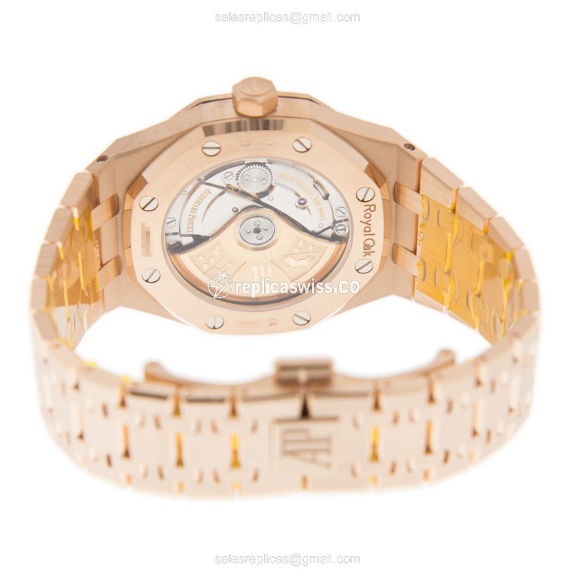 Audemars Piguet Royal Oak Replica - Automatic - 18kt Rose Gold - Gray Dial - Gold Clasp & Strap - View 4