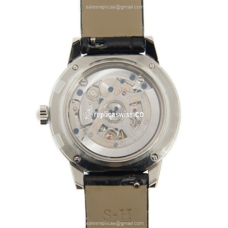 Jaeger-Lecoultre Rendez-Vous Replica - Automatic - White Gold - Diamond Dial - Black Leather Strap - View 3