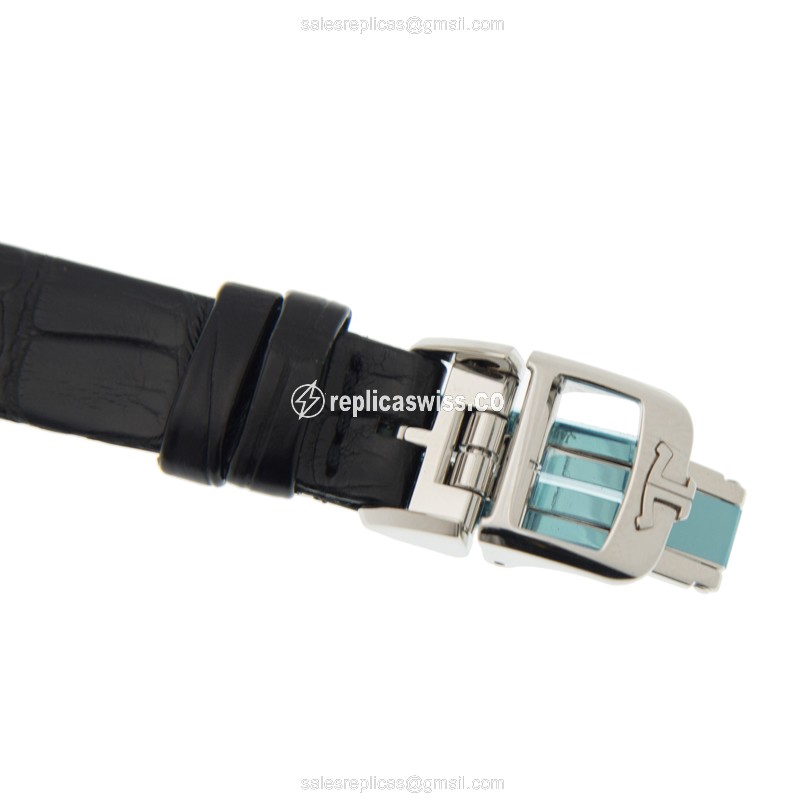 Jaeger-Lecoultre Rendez-Vous Replica - Automatic - White Gold - Diamond Dial - Black Leather Strap - View 4