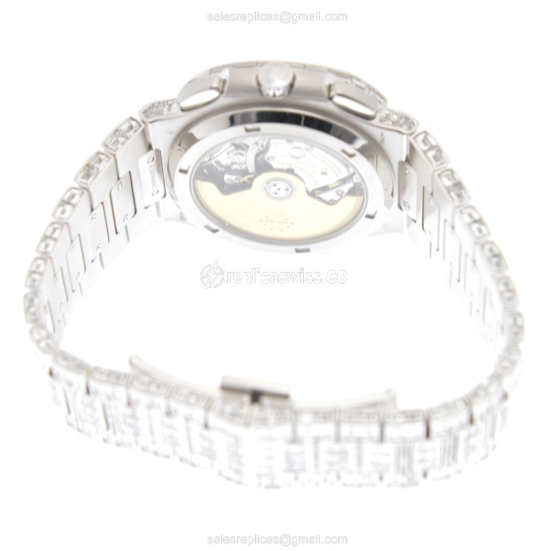Patek Philippe Replica - 5990/1400G-001 - Automatic - 18kt White Gold - Black Dial - Diamond Clasp & Strap - View 4