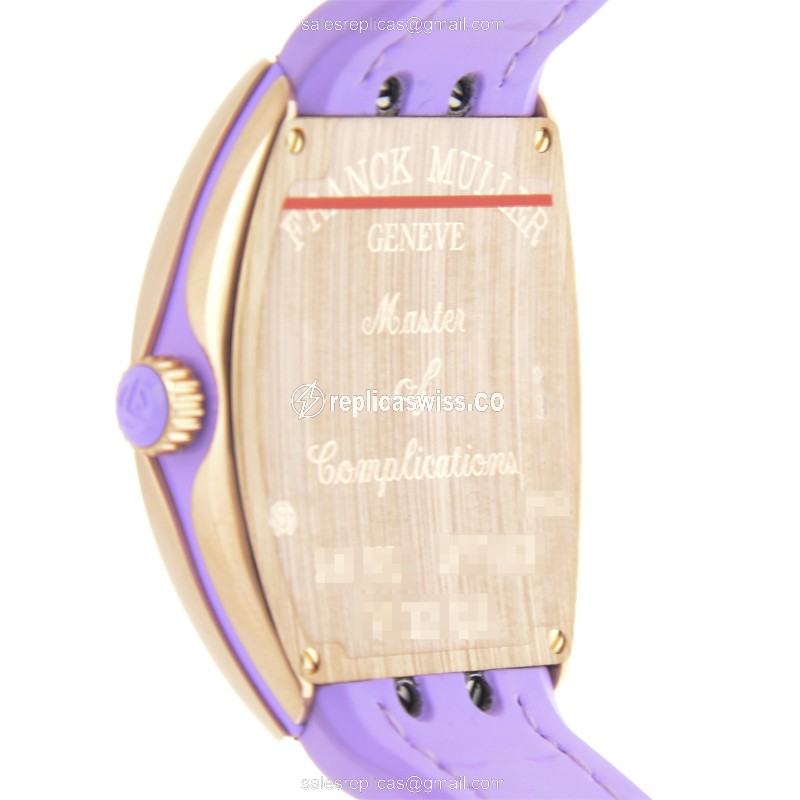 Franck Muller V 32 QZ Replica - Quartz - 18kt Rose Gold - White Dial, Alligator Strap - View 2