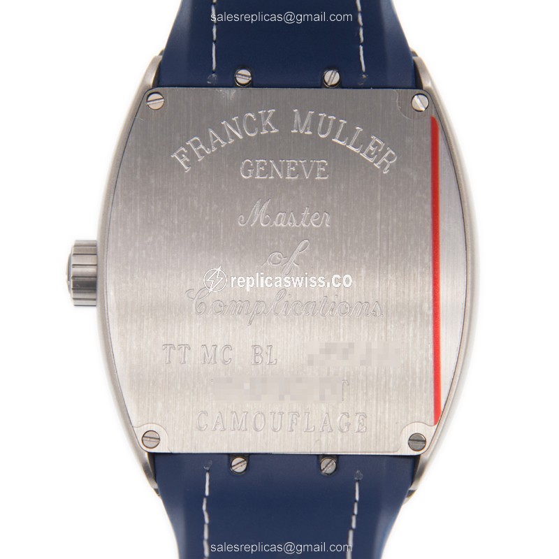Franck Muller V45 SC DT CAMOU - Automatic - Steel - Blue Dial - Leather Blue Strap - View 3