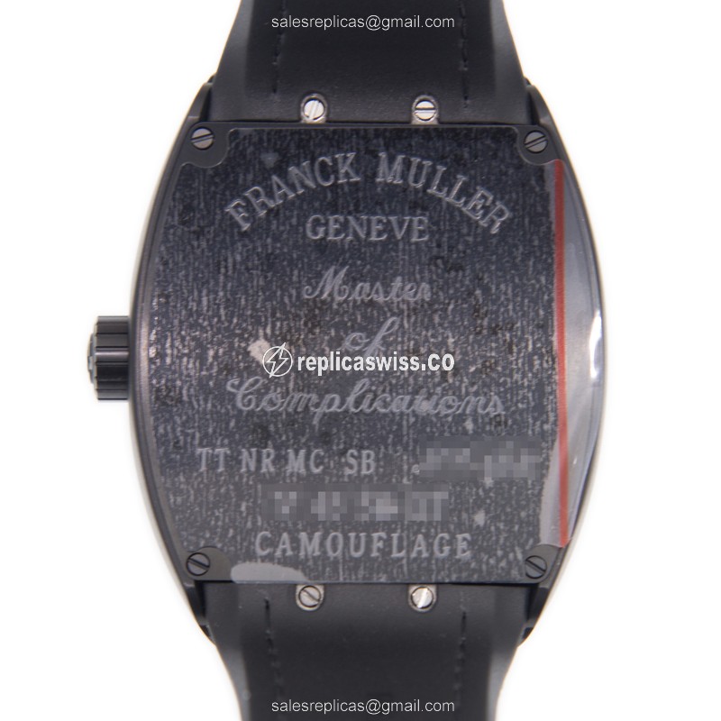 Franck Muller V45 SC DT CAMOU Vanguard - Auto Titanium Case - Brown Dial - Rubber Strap - View 2