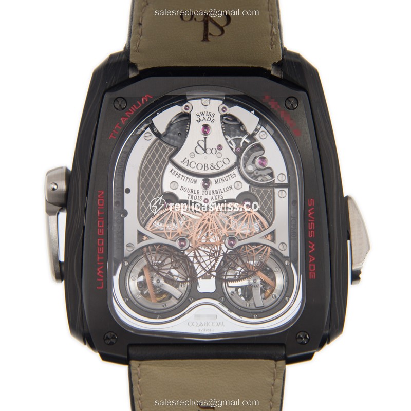 Jacob & Co TT100.21.NS.NK.A WA4D - Manual Wind - Steel Case - Silver Dial - Black Leather Strap - View 3