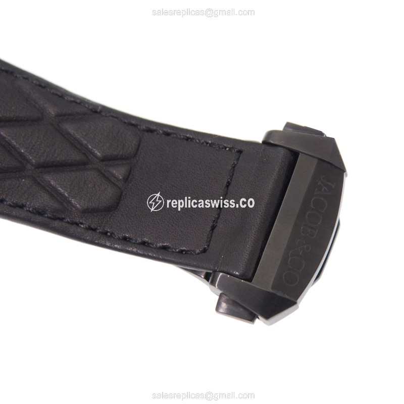 Jacob & Co TT100.21.NS.NK.A WA4D - Manual Wind - Steel Case - Silver Dial - Black Leather Strap - View 4