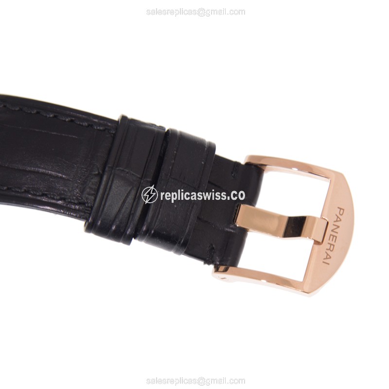 Panerai PAM00575 Replica - Manual Wind - 18kt Gold - Black Dial - Leather Strap - Buckle Clasp - View 4