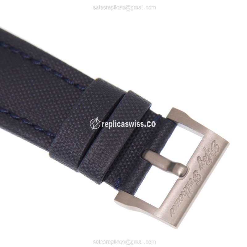 Blancpain 5015-12B40-52A Replica - Automatic - Titanium Case - Blue Dial - Leather Strap - View 4