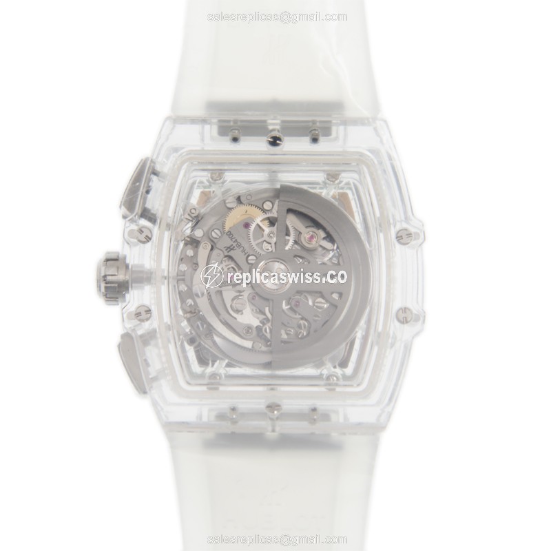 Hublot Spirit of Big Bang Replica - Automatic Sapphire Case - Silver Dial - Rubber Strap - View 3