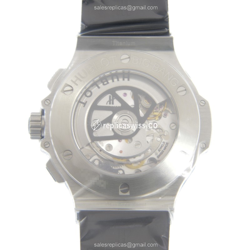 Hublot Big Bang Replica - Automatic - Stainless Steel - Diamond Bezel - Black Dial - Rubber Strap - View 3