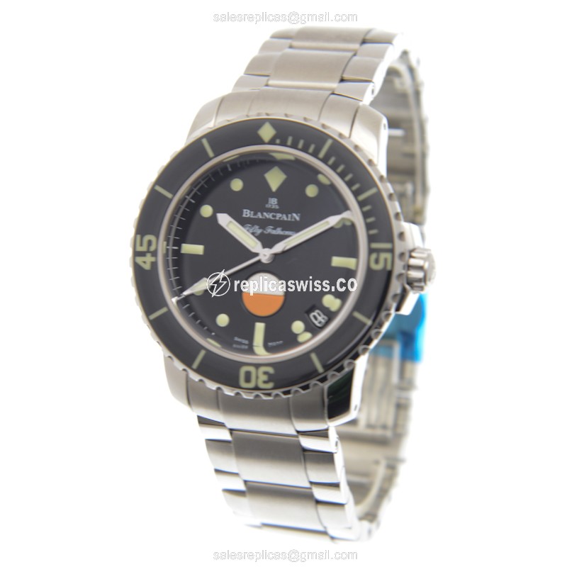 Blancpain 5008-1130-71S Replica - Automatic - Steel - Black - Black Clasp - 46mm - View 3