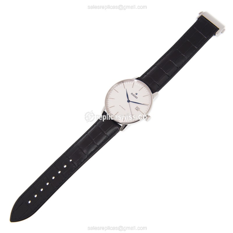 Rado CENTRIX Automatic - Steel Case - White Dial - Black Leather Strap - View 2