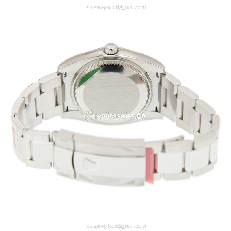 Rolex DATEJUST Replica - Automatic - 18kt White Gold - Pink Dial, Steel Clasp & Silver Strap - View 4