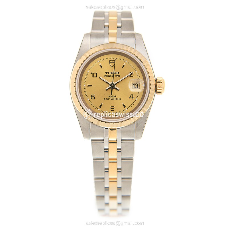 Tudor Princess Date Replica - Automatic - Gold & Steel - 18kt - Gold Dial - View 2