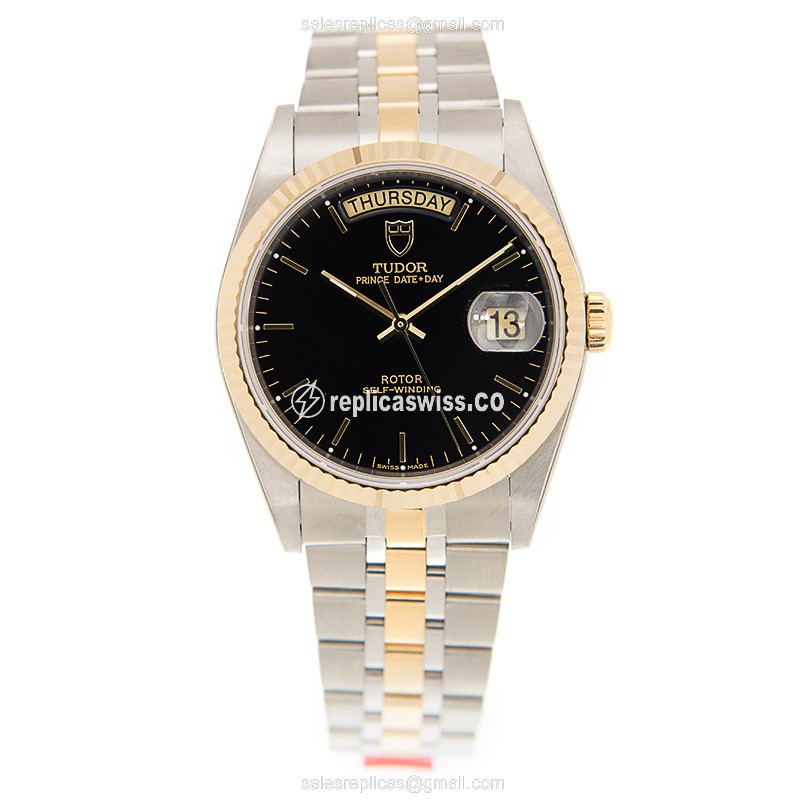 Tudor 76213-62483-BK Replica - Automatic - 18kt Gold & Steel - Black Dial - View 2