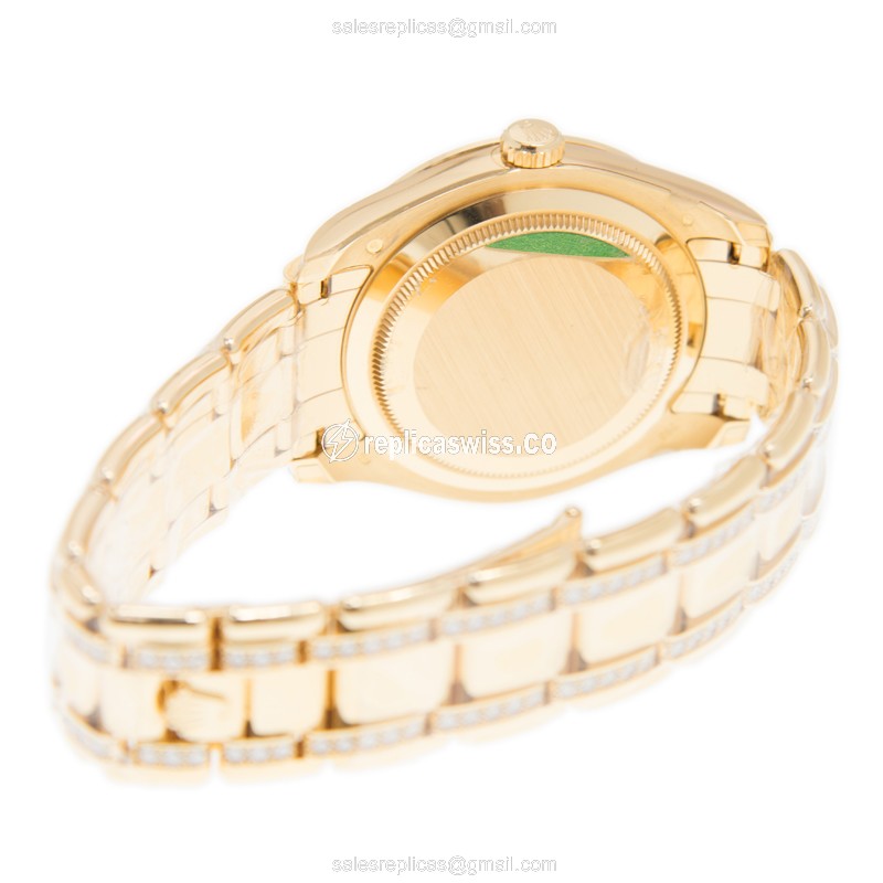 Rolex DATEJUST Replica - Automatic - 18kt Gold Case, Diamond Dial - Gold Clasp & Gold Strap - View 4