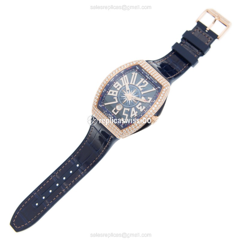 Franck Muller Vanguard Replica - Automatic - Blue Dial - Rose Gold - View 2