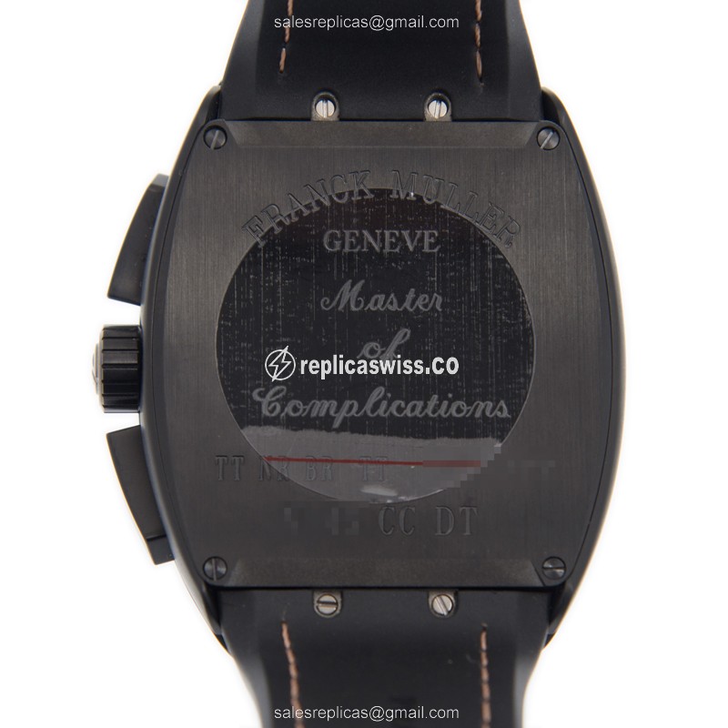 Franck Muller V 45 CC DT Replica - Automatic - Steel Case - Black Dial on Leather Strap - View 3