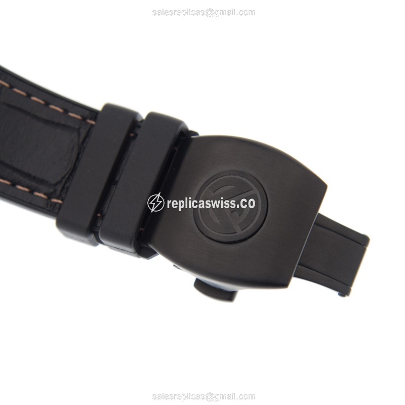 Franck Muller V 45 CC DT Replica - Automatic - Steel Case - Black Dial on Leather Strap - View 4